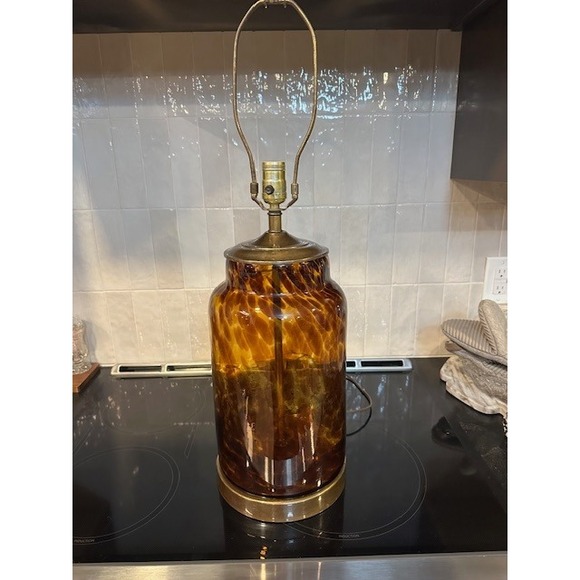 Vintage Tortoise Shell Table Lamp Italian Style MCM Hollywood Regency READ